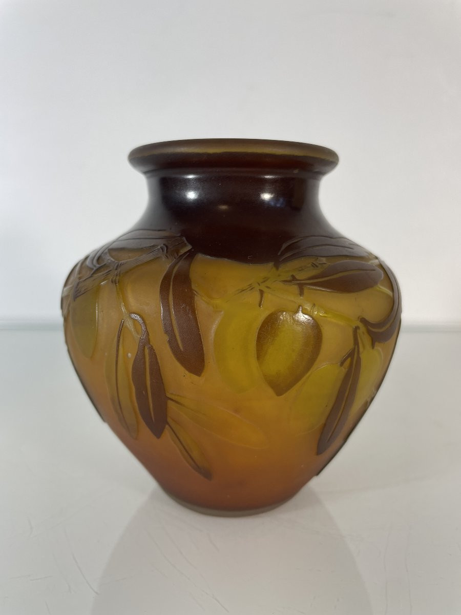 Emile Gallé (1846-1904) - Vase With Olive Decoration - Art Nouveau-photo-2