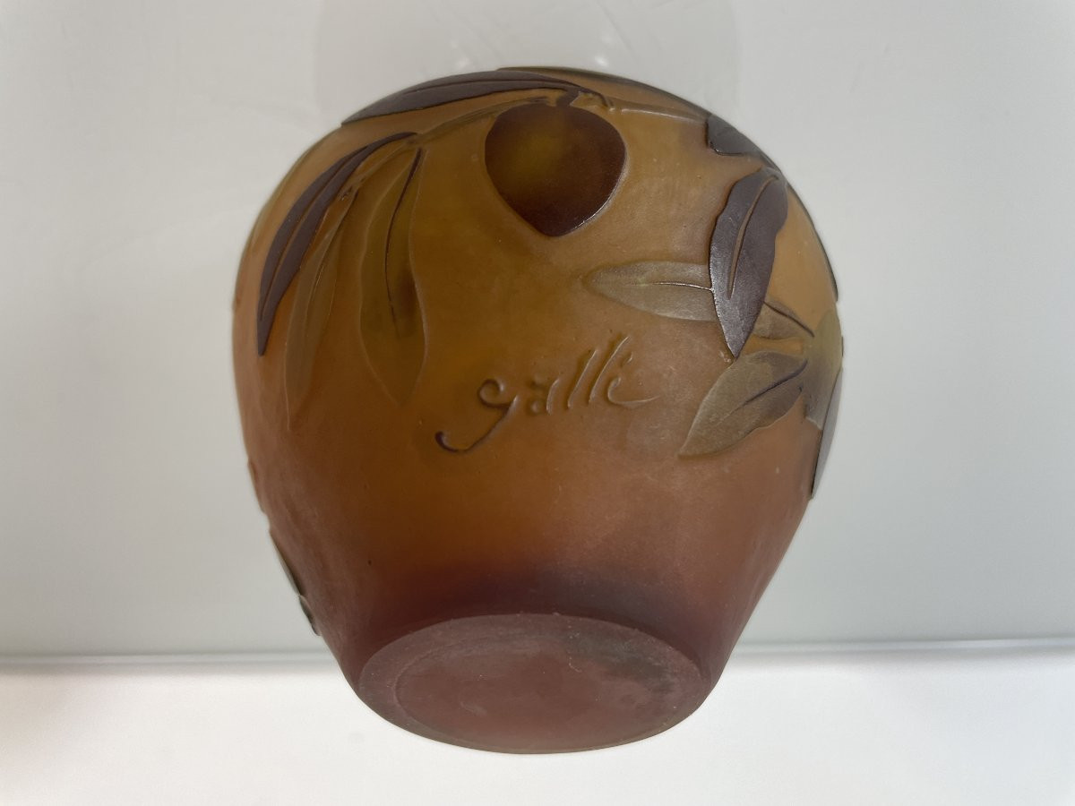 Emile Gallé (1846-1904) - Vase With Olive Decoration - Art Nouveau-photo-2