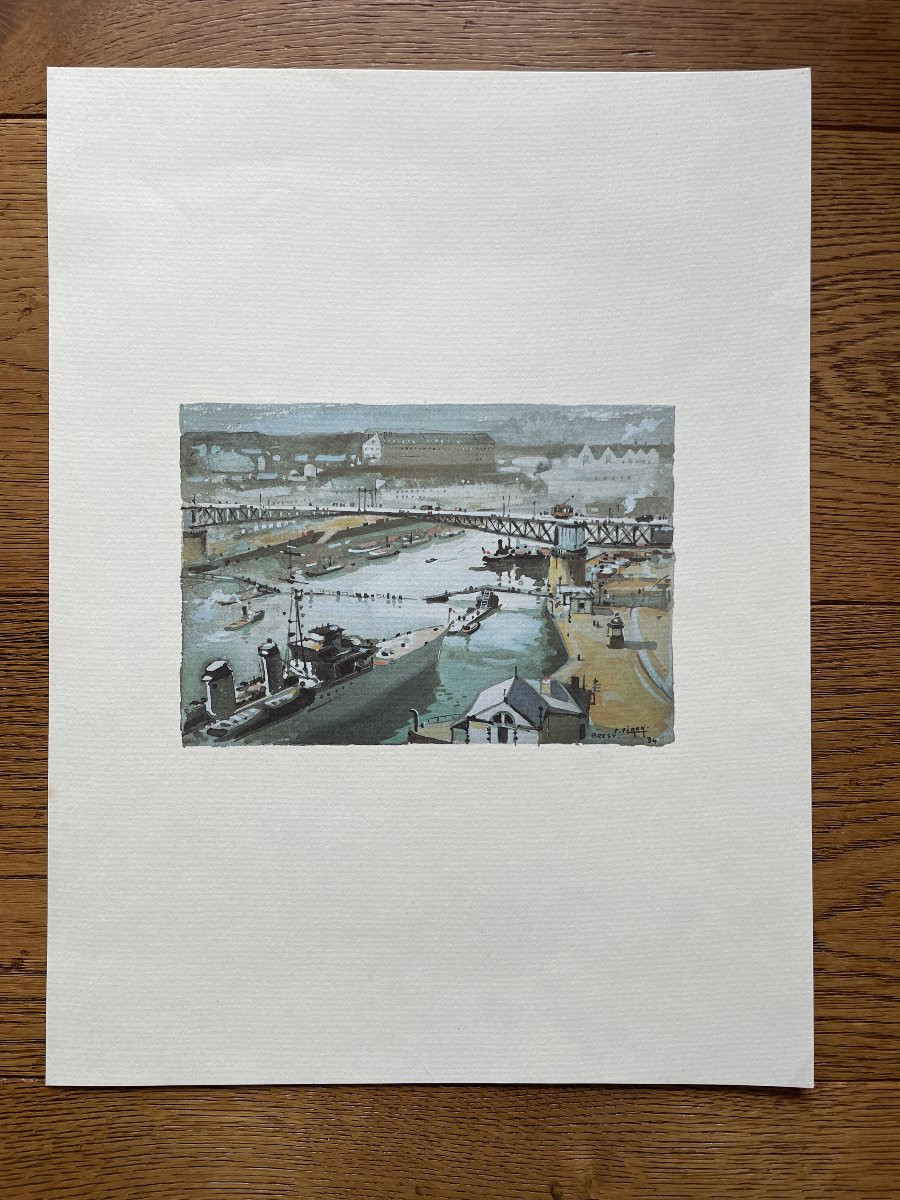Pierre Péron (1905-1988) - Brest - Ensemble de 4 lithographies couleur-photo-4