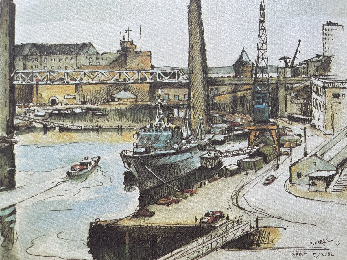 Pierre Péron (1905-1988) - Brest - Ensemble de 4 lithographies couleur-photo-1
