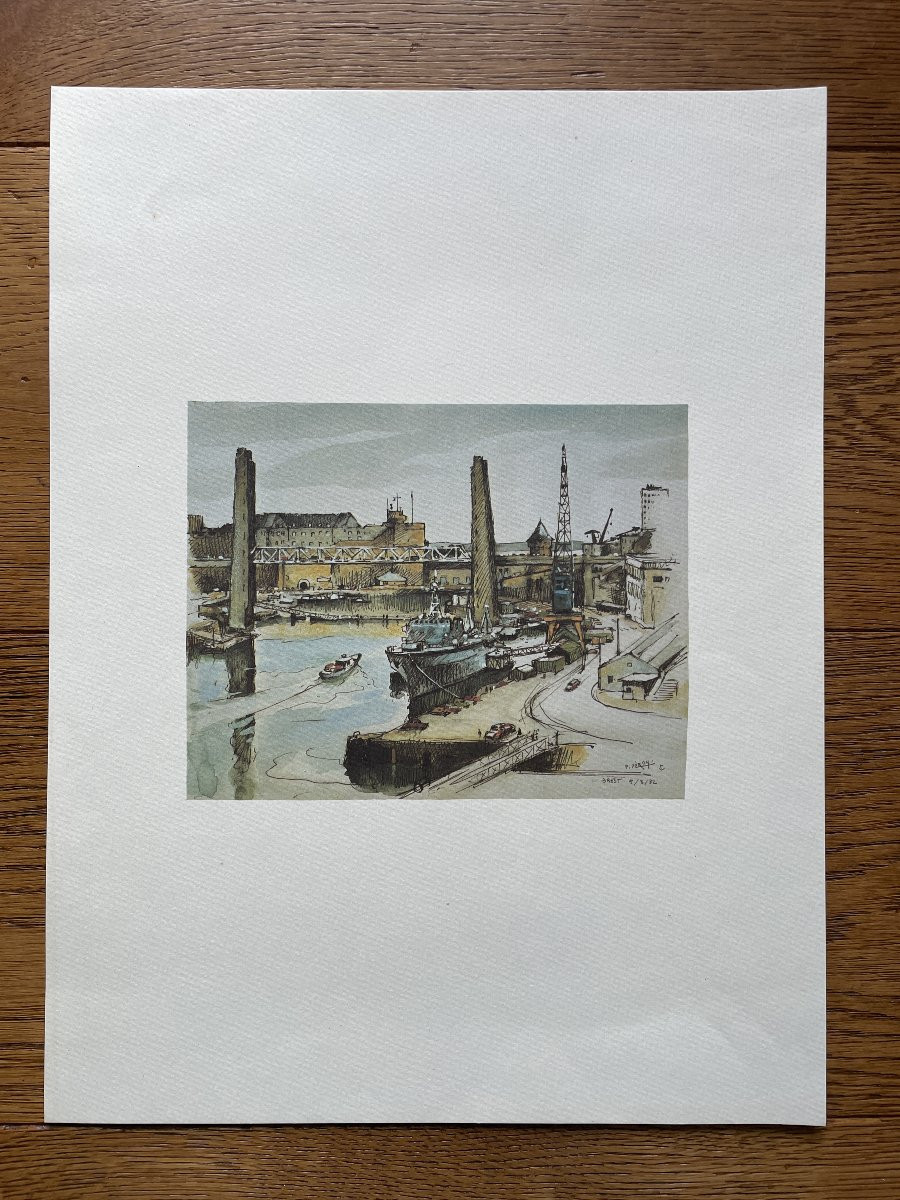 Pierre Péron (1905-1988) - Brest - Ensemble de 4 lithographies couleur-photo-2