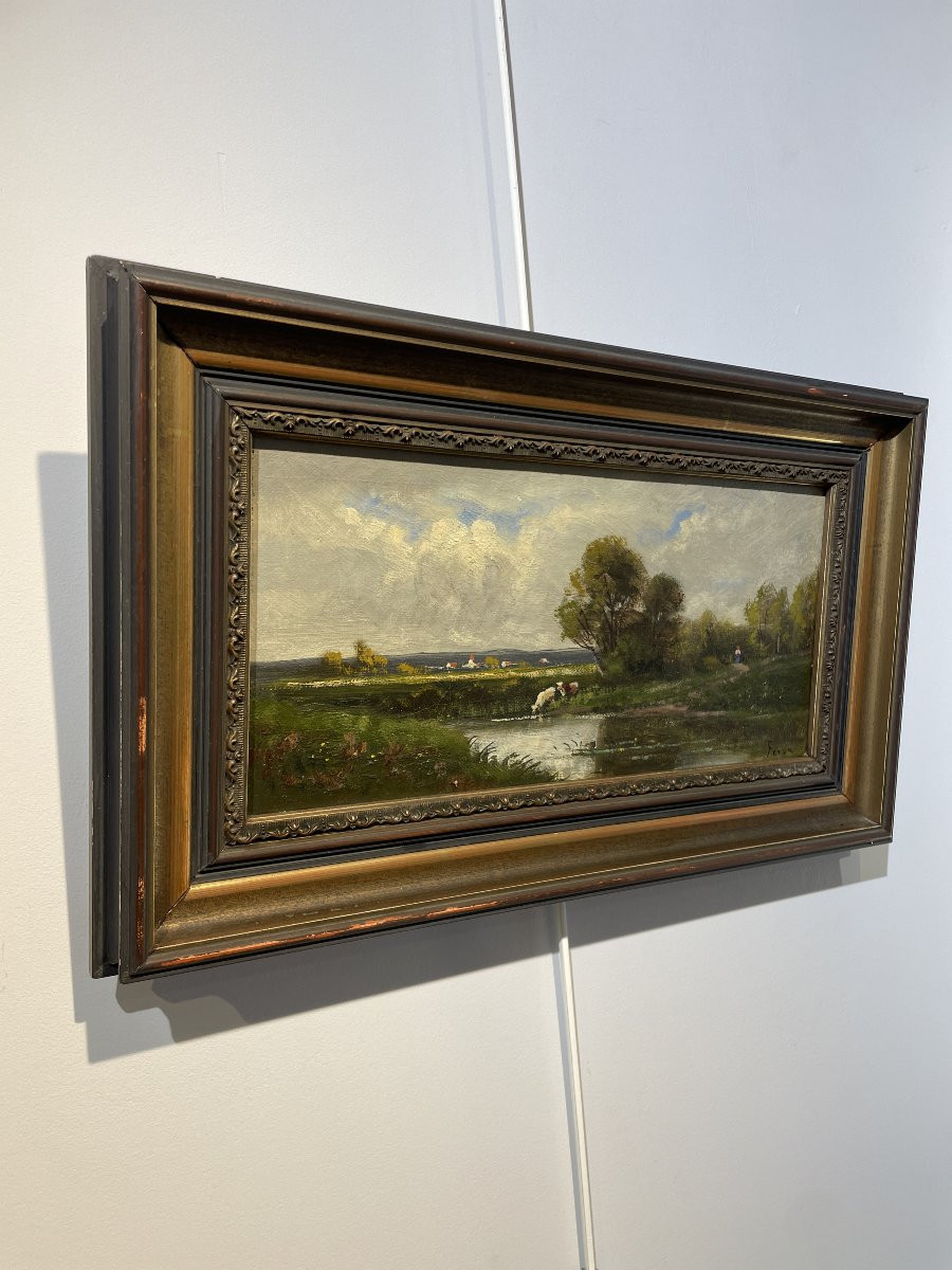 Julien Hippolyte FERON (1864-1944) - Vaches en bord de lac-photo-2