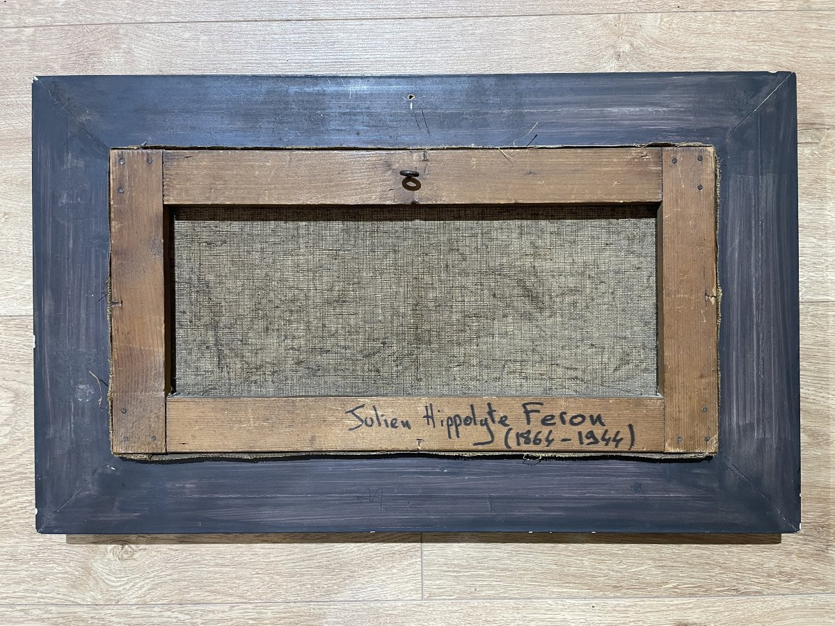 Julien Hippolyte FERON (1864-1944) - Vaches en bord de lac-photo-1