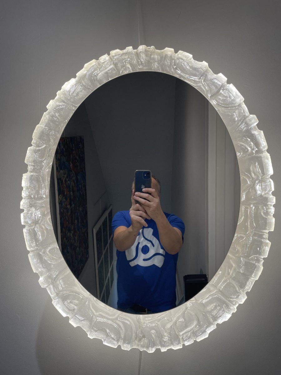 Egon Hillebrand - Grand miroir éclairant oval-photo-3