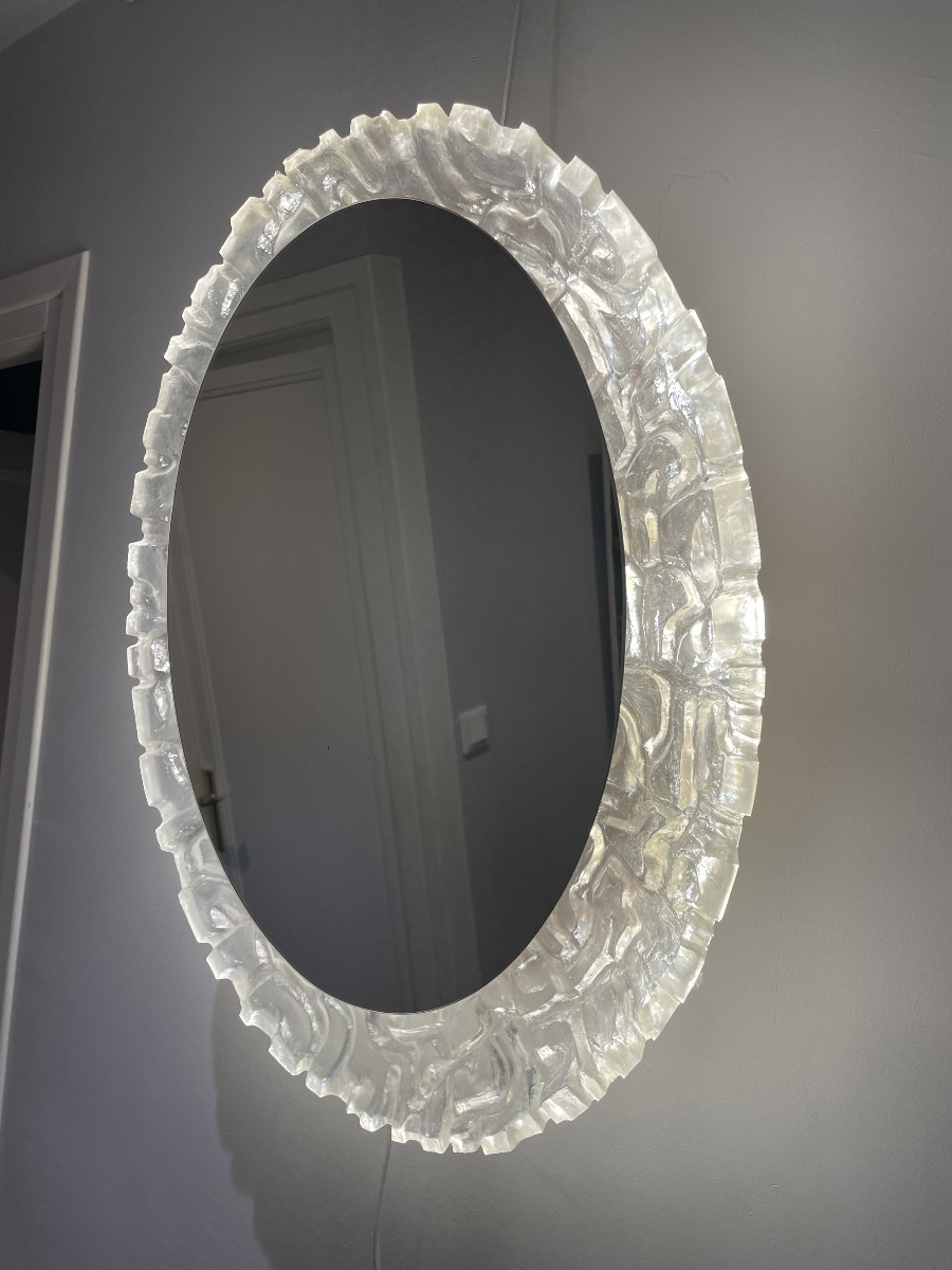 Egon Hillebrand - Grand miroir éclairant oval