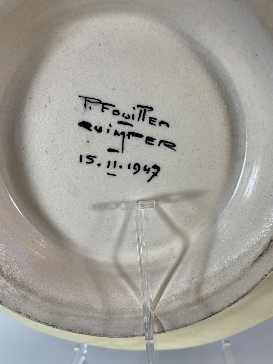 Paul Fouillen  (1899-1958) - Grande coupe sur piédouche - Datée 1947-photo-4