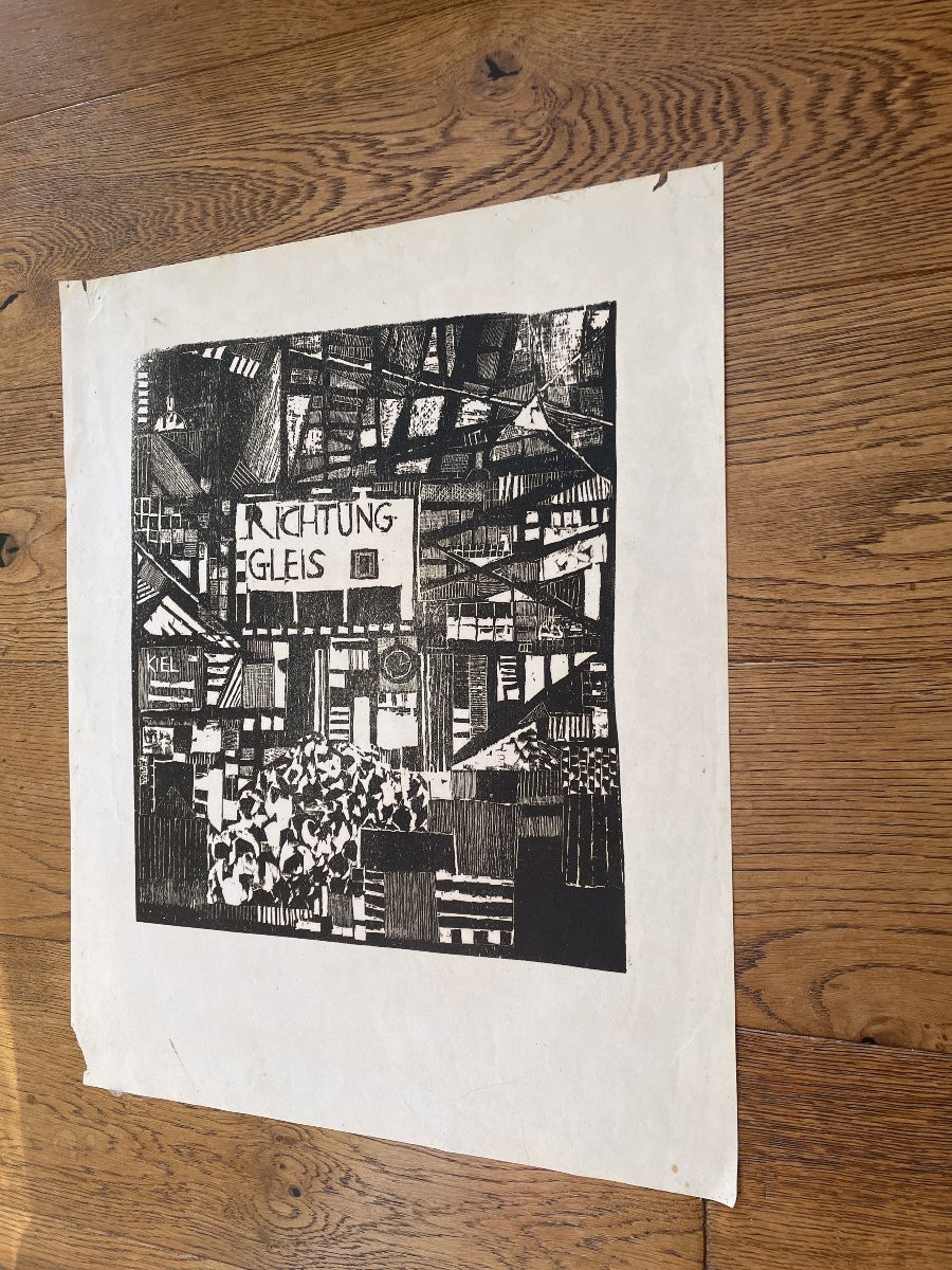 Alwin Carstens (1906-1982) - Richtung Gleis - Wood Engraving-photo-2