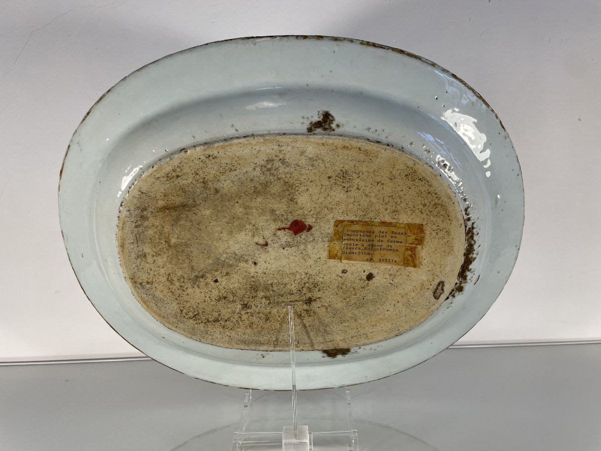 Large Oval Porcelain Platter From The East India Company – 18th Century-photo-2