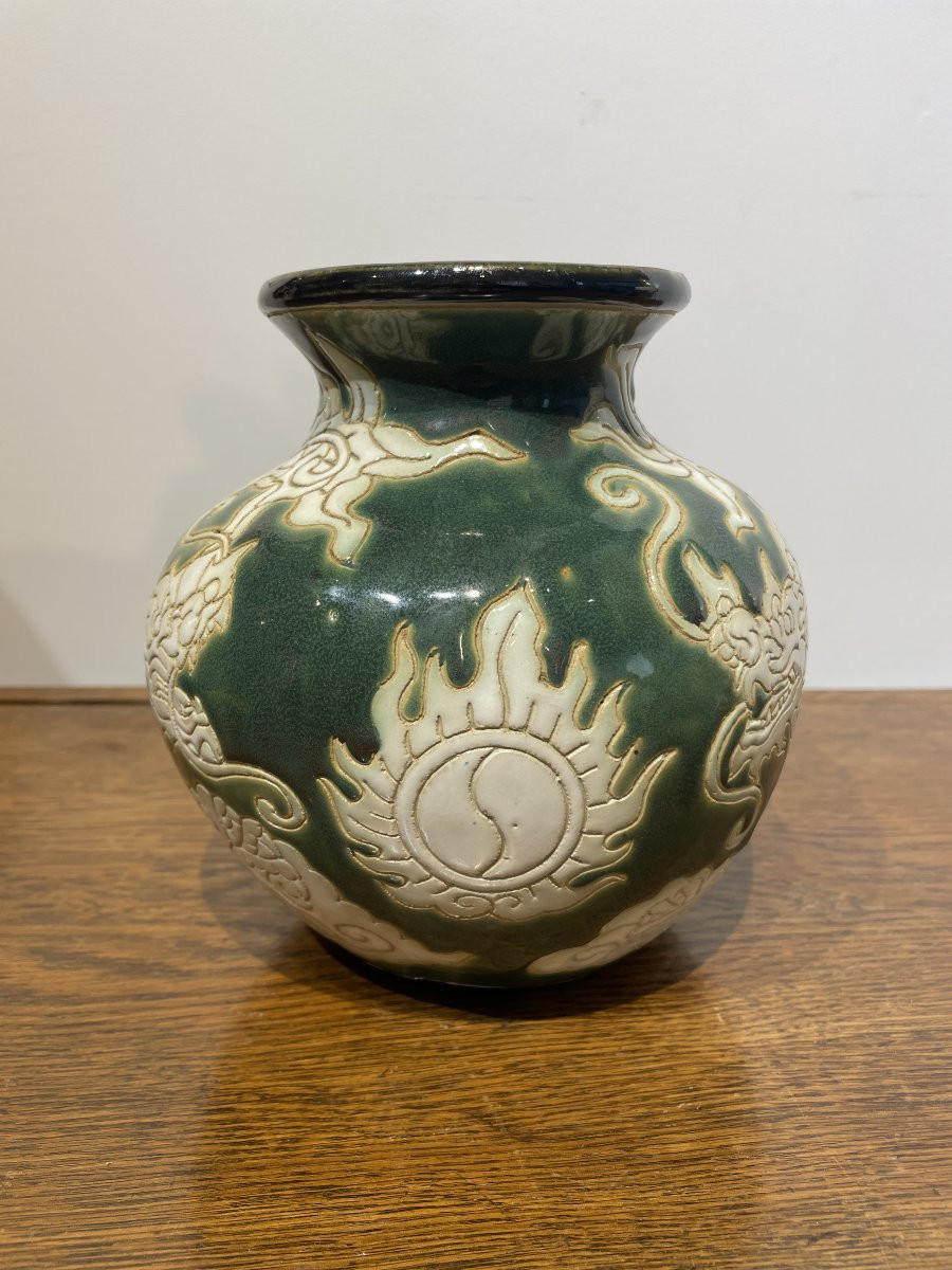 Bien Hoa Workshop - Indochina Vietnam - Vase With Dragons-photo-2