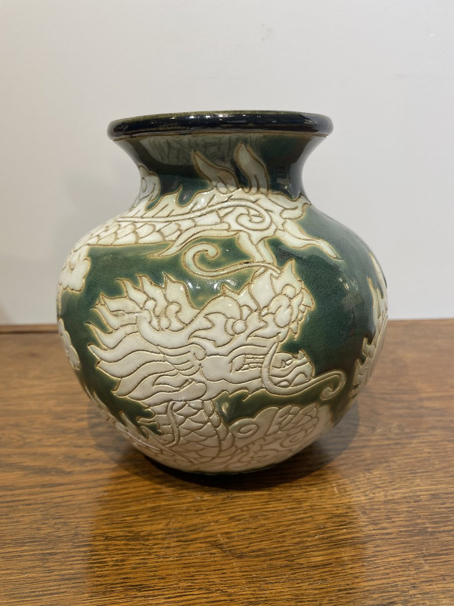 Bien Hoa Workshop - Indochina Vietnam - Vase With Dragons-photo-3