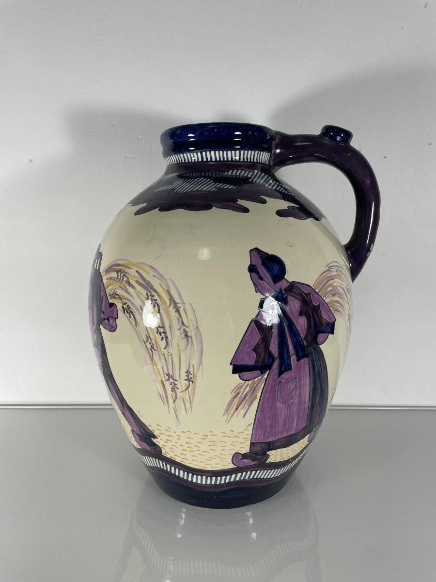 Paul Fouillen  (1899-1958) - HB Quimper - Grand Vase Pichet-photo-3