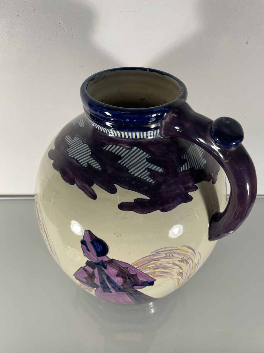 Paul Fouillen  (1899-1958) - HB Quimper - Grand Vase Pichet-photo-2