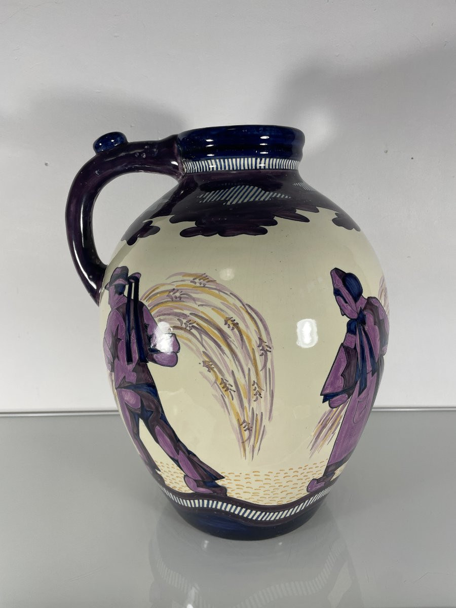 Paul Fouillen  (1899-1958) - HB Quimper - Grand Vase Pichet-photo-4