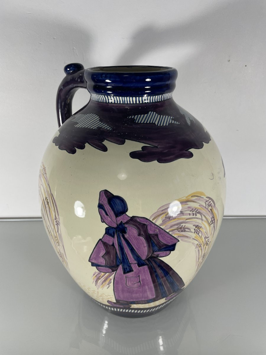 Paul Fouillen  (1899-1958) - HB Quimper - Grand Vase Pichet-photo-5