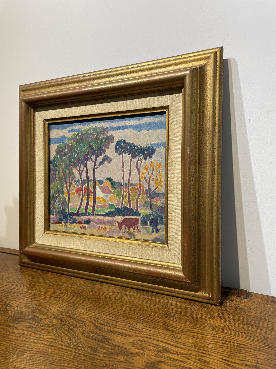 Adolphe Marie Beaufrère (1876-1960) - Paysage en bretagne - Huile sur toile-photo-3