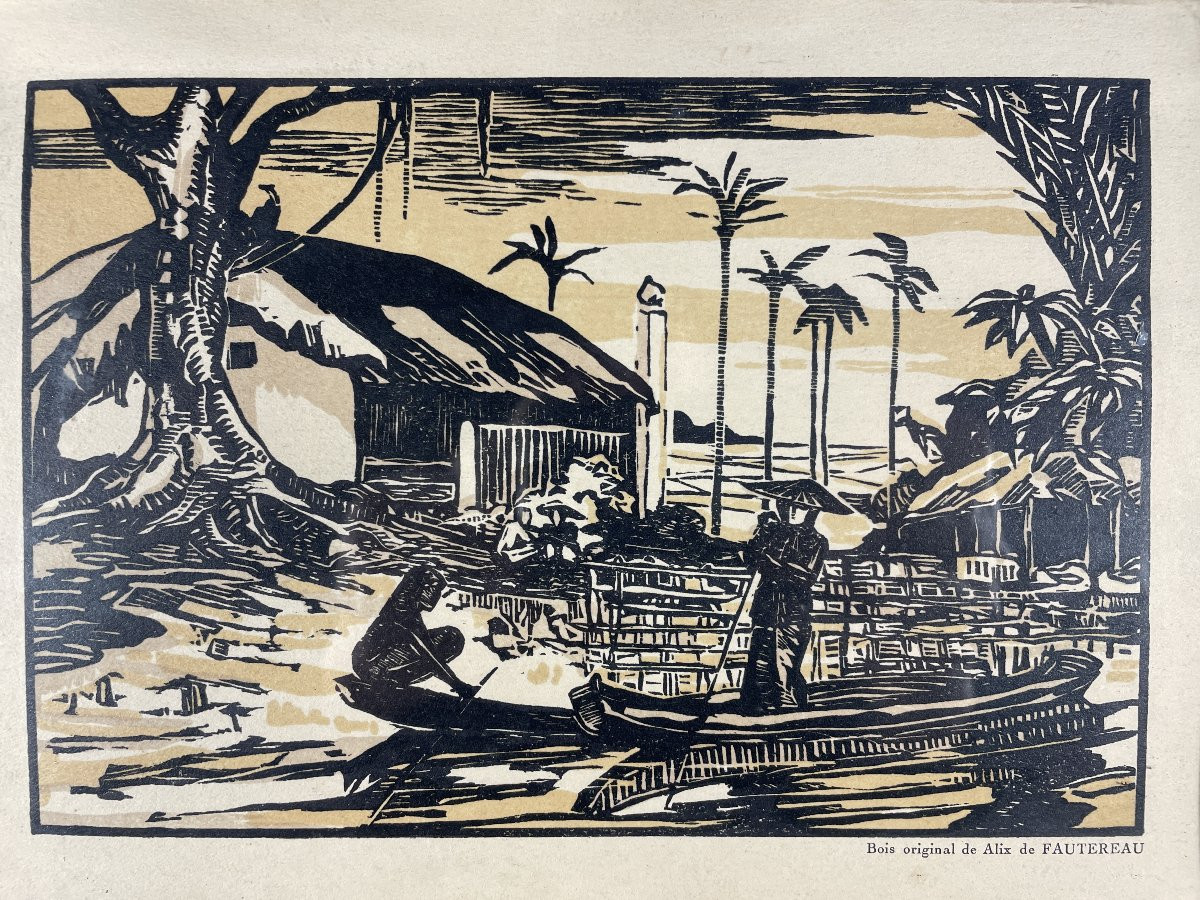 Alix De Fautereau (alix Aymé 1894-1989) - Indochina Vietnam - Wood Engraving-photo-3