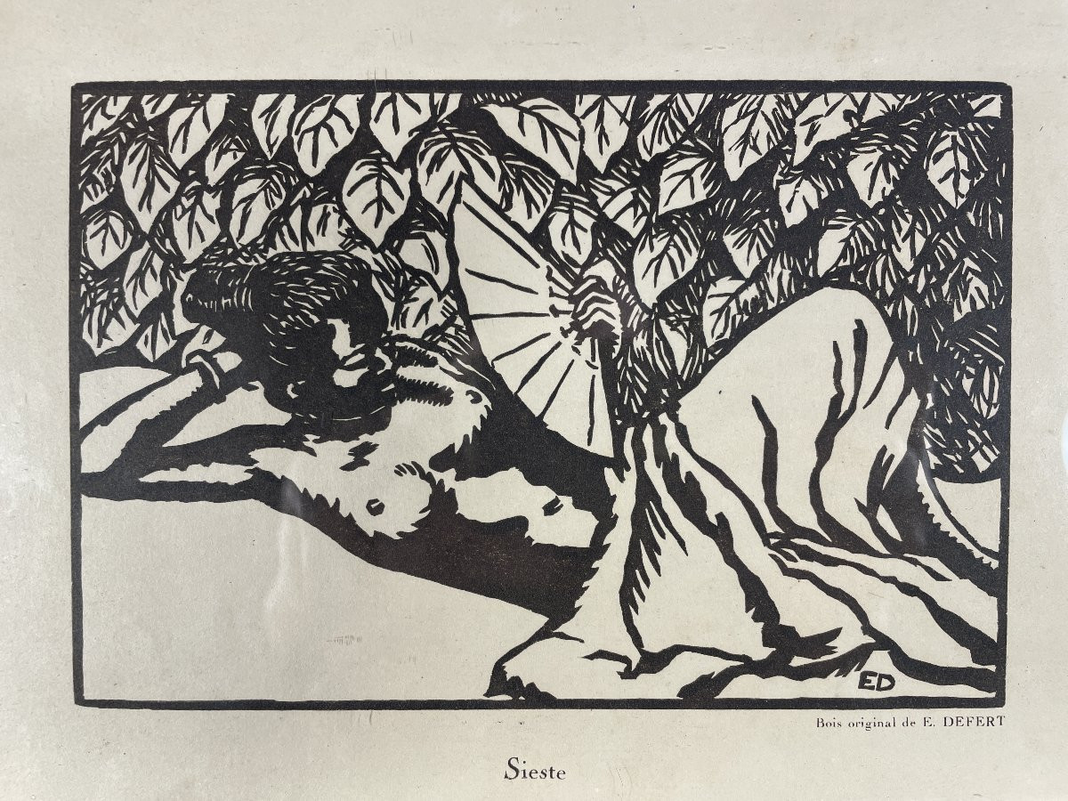 Emmanuel Defert (1898-1972) - Indochina Vietnam - Engraved Wood-photo-4