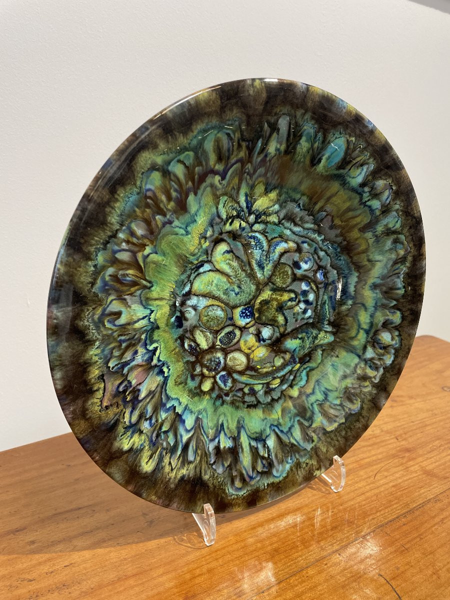 Paul Yvain / Yvin (1919-2007) - Keraluc - Plate With Foliage-photo-4