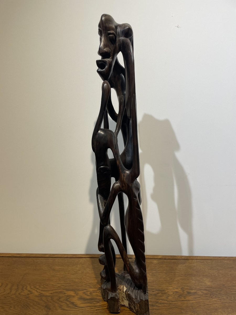 Ancient African Sculpture Carved From A Single Block Of Wood - Central Africa - 20th Century-photo-6