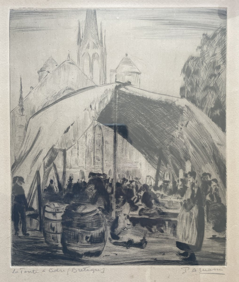 Masui Paul-auguste (1888-1981) - Breton Scenes: The Cider Tent-photo-2