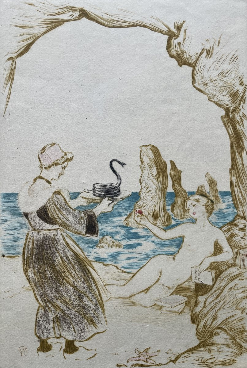 Emile Malo-Renault (1870-1938) - La bretonne au serpent-photo-4