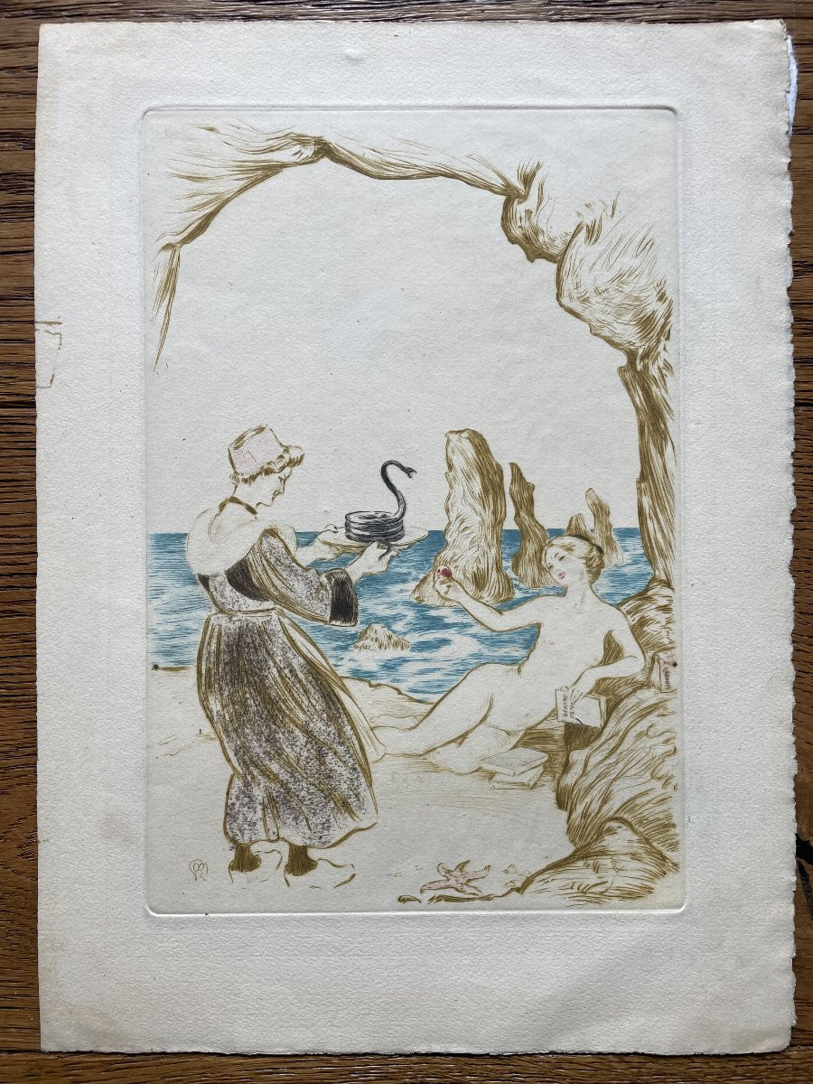 Emile Malo-Renault (1870-1938) - La bretonne au serpent-photo-1