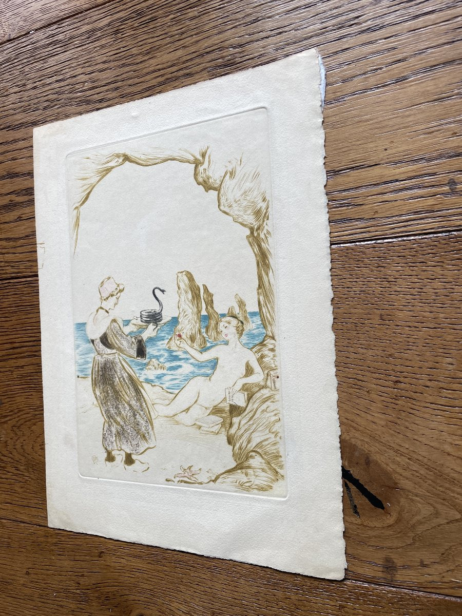 Emile Malo-Renault (1870-1938) - La bretonne au serpent-photo-2