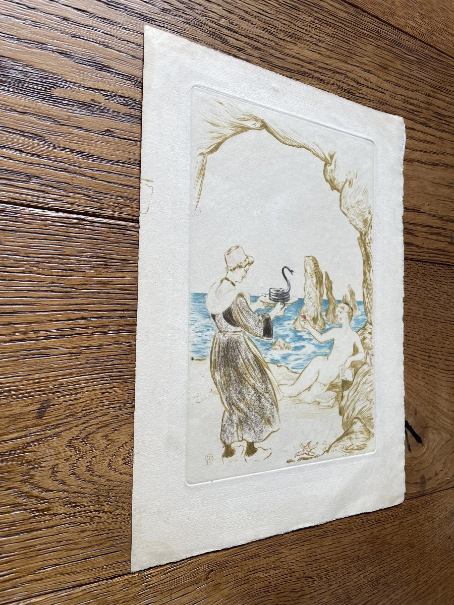 Emile Malo-Renault (1870-1938) - La bretonne au serpent-photo-3