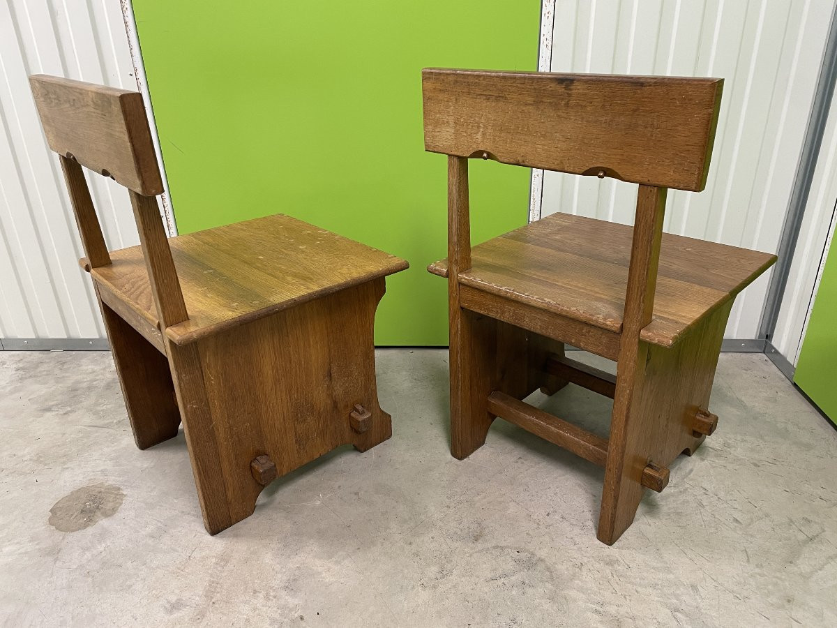 Pair Of Brutalist Chairs In Elm - 50s-photo-2