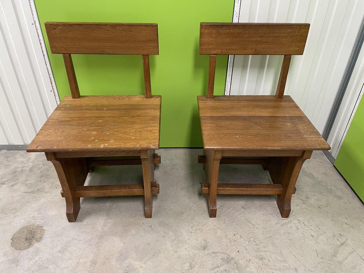 Pair Of Brutalist Chairs In Elm - 50s-photo-4