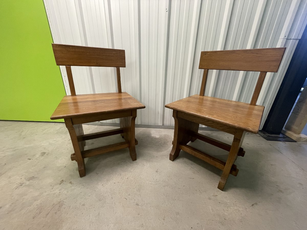 Pair Of Brutalist Chairs In Elm - 50s-photo-5