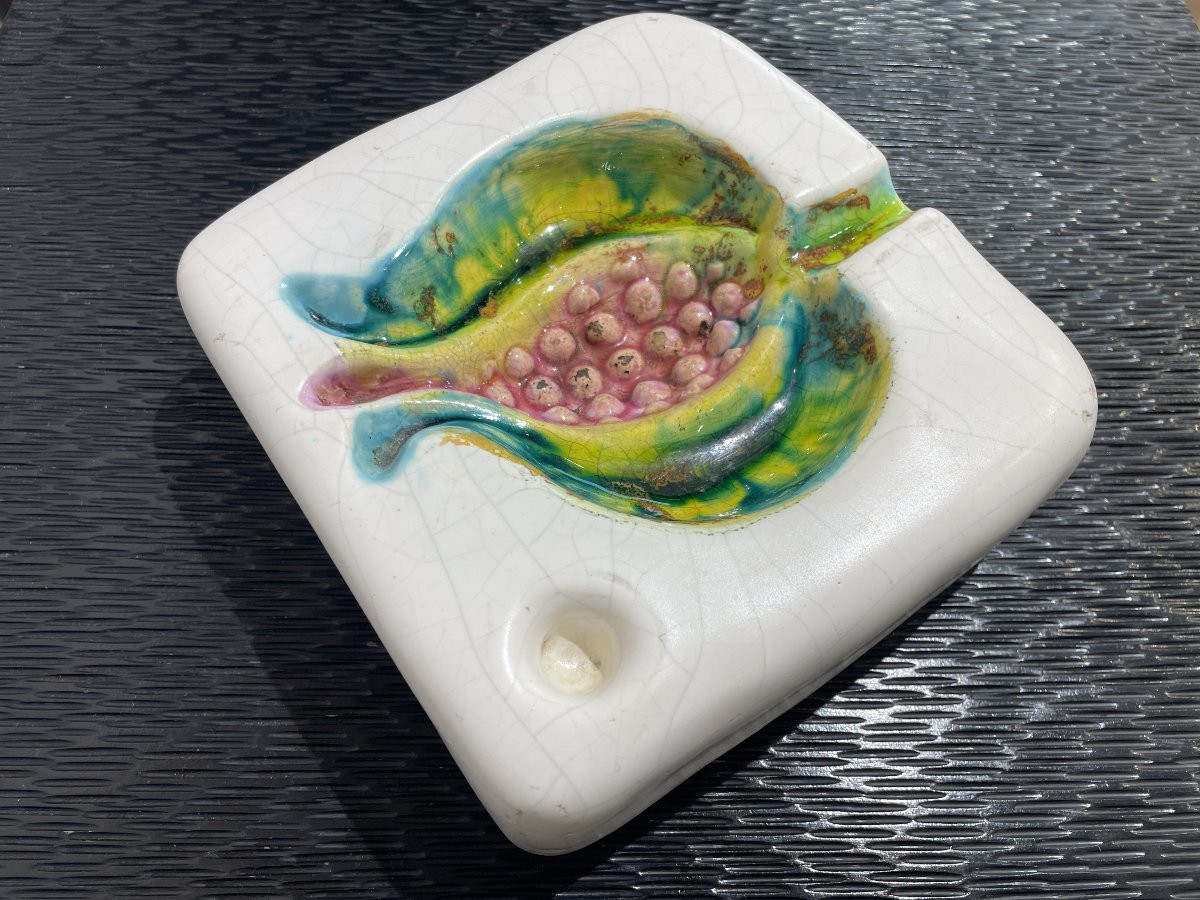 Georges Jouve (1910-1964)  - Cendrier - Coupe au décor grenade-photo-3