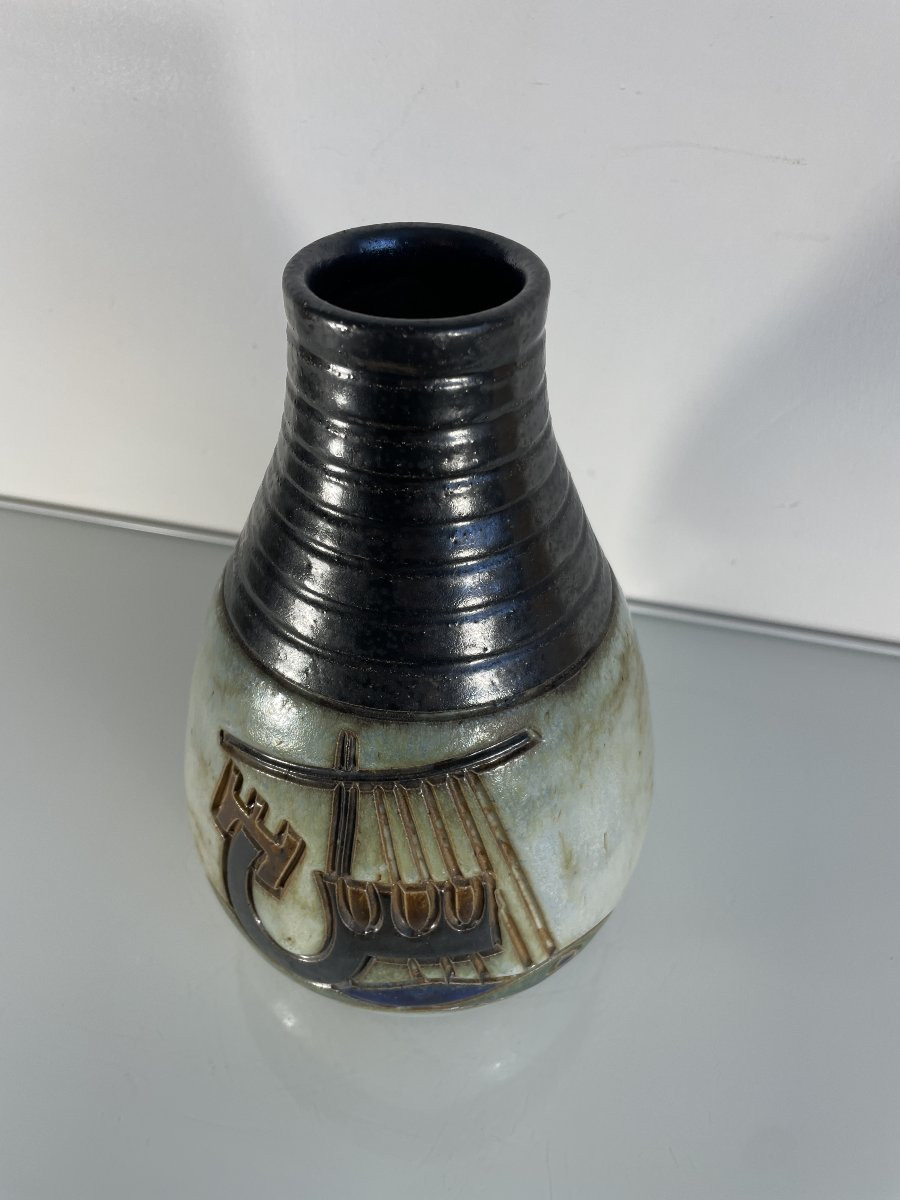 Atelier Dubois - Grès De Bouffioux - Belgium - Vase With Boats-photo-2