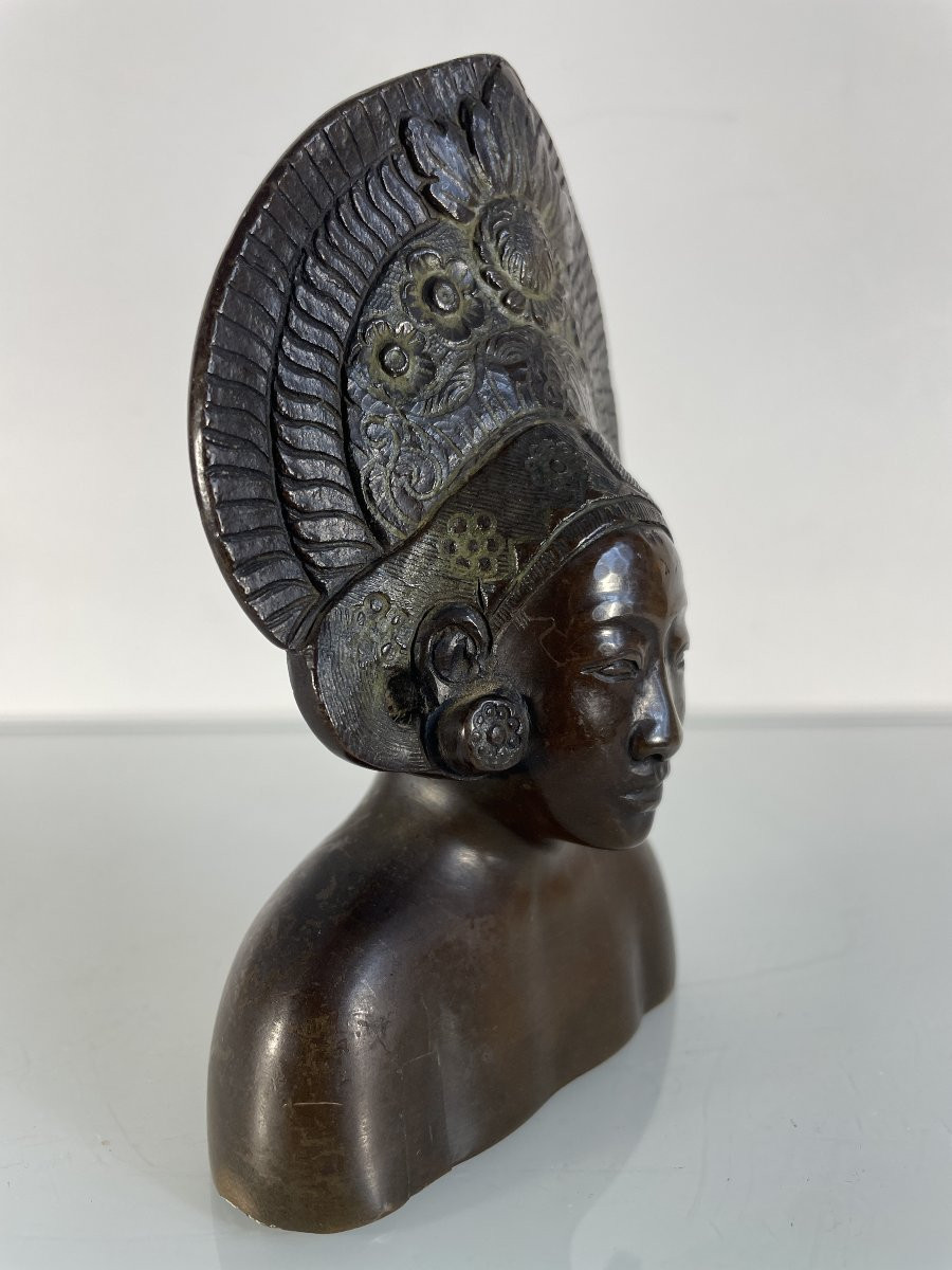 Buste en bronze - Ecole vietnamienne des années 1930 - Indochine-photo-3