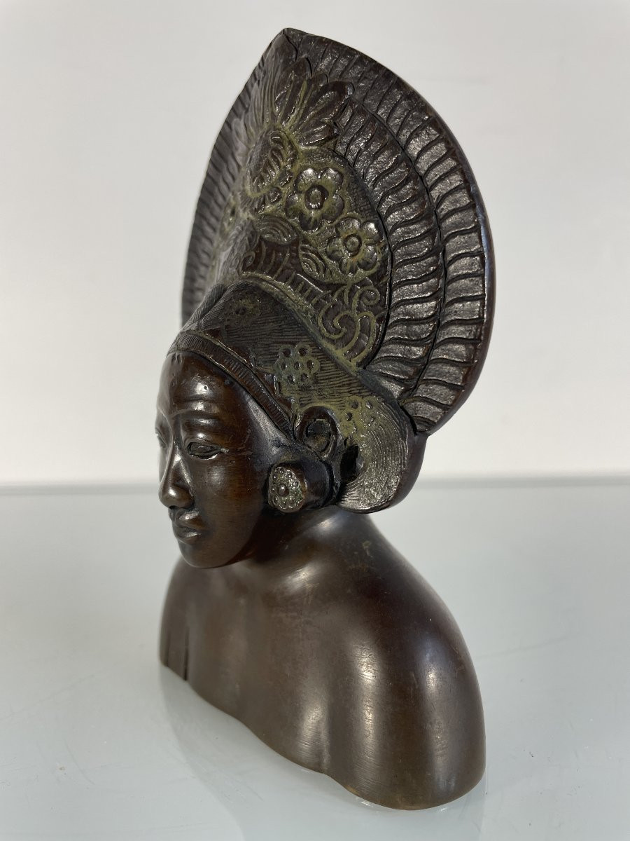 Buste en bronze - Ecole vietnamienne des années 1930 - Indochine-photo-4