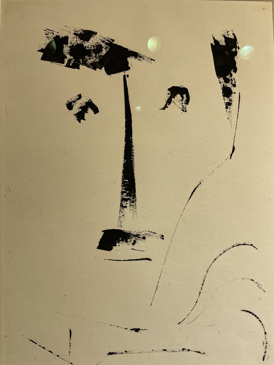 Jean Mingam (1927-1987) - Portrait - India Ink - 1982-photo-2