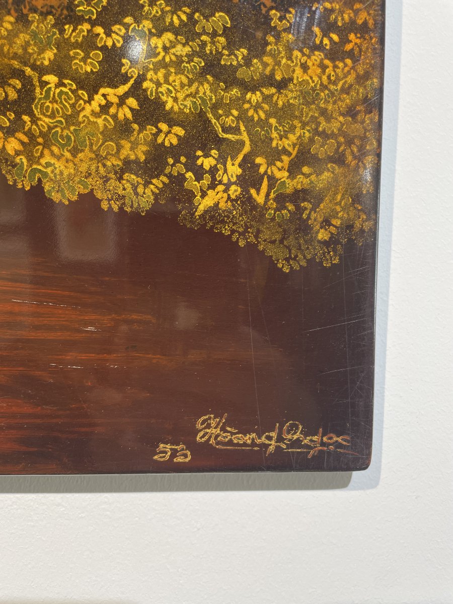 Hoang Ngoc - Lacquer On Wood - 1953 - Vietnam Indochina-photo-4
