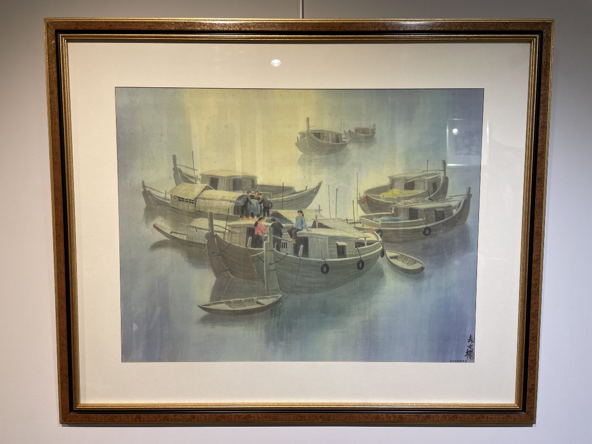 Vo Van Ky (1923- 2011) - Silk Painting - Sampans 2 - Vietnam Indochina