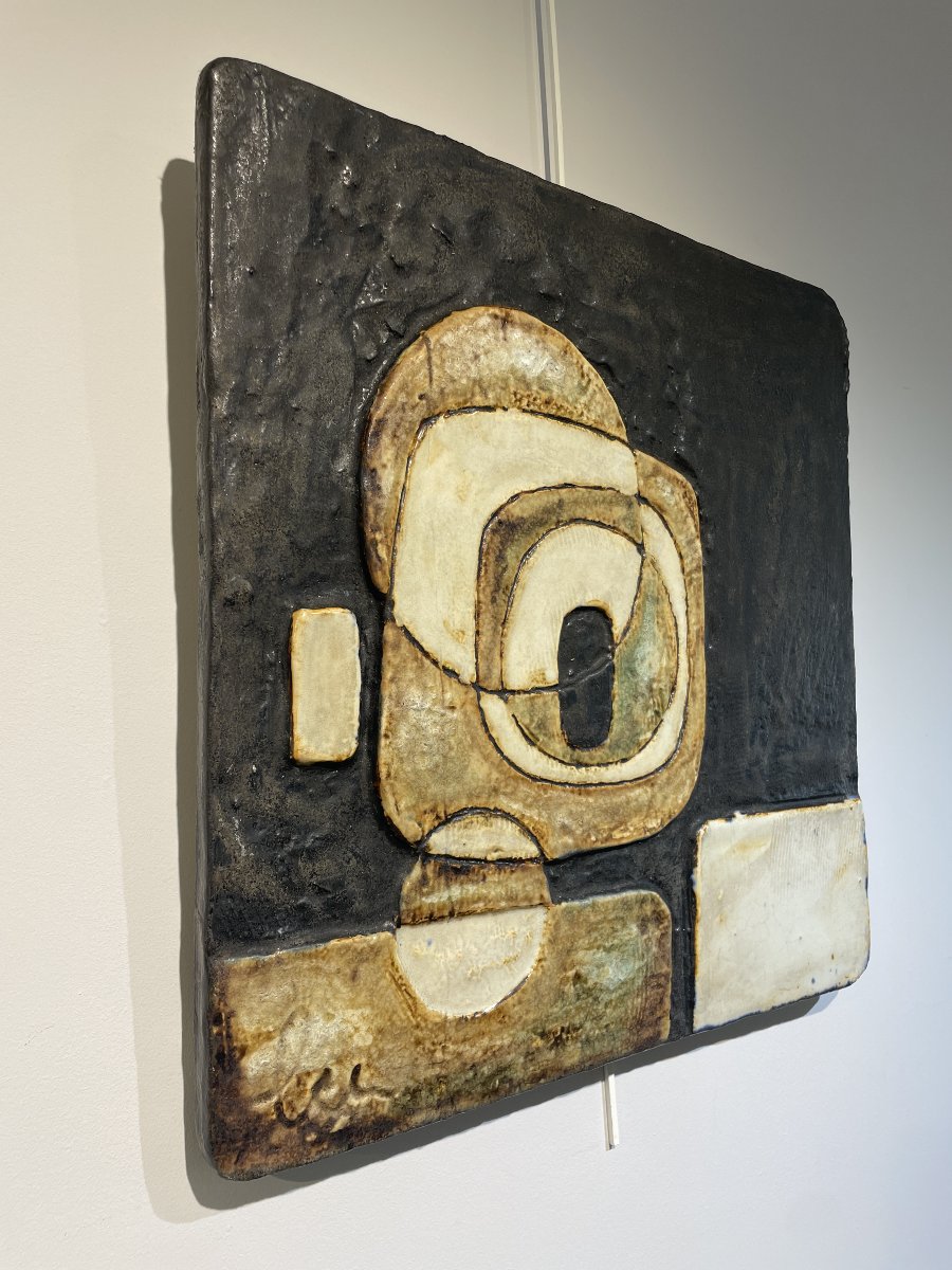 Helmut Schaffenacker (1921-2010) - Plaque céramique - Abstraction géométrique-photo-2