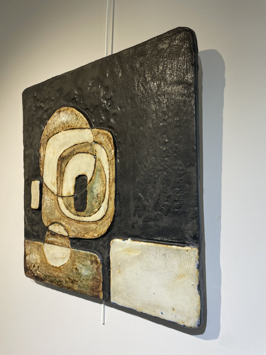 Helmut Schaffenacker (1921-2010) - Plaque céramique - Abstraction géométrique-photo-3