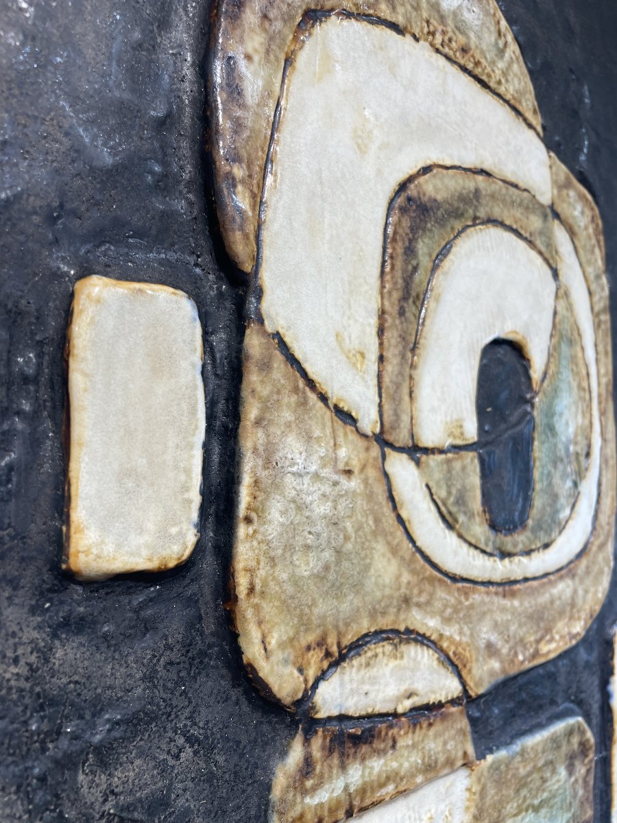 Helmut Schaffenacker (1921-2010) - Plaque céramique - Abstraction géométrique-photo-1