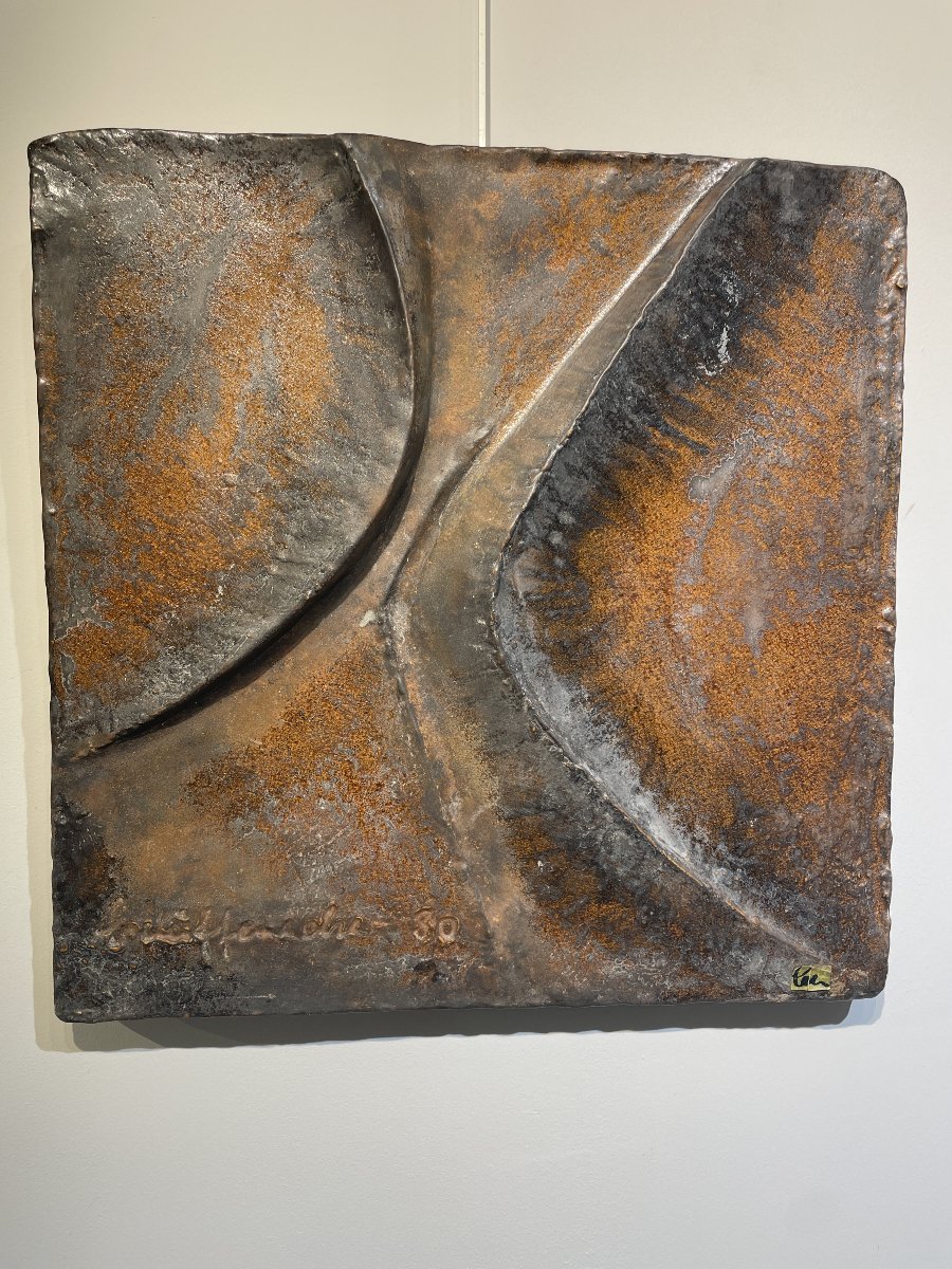 Helmut Schaffenacker (1921-2010) - Grande plaque murale abstraite-photo-1