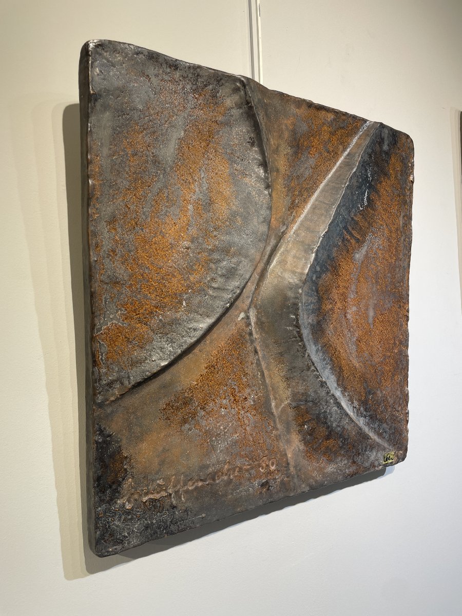 Helmut Schaffenacker (1921-2010) - Grande plaque murale abstraite-photo-2