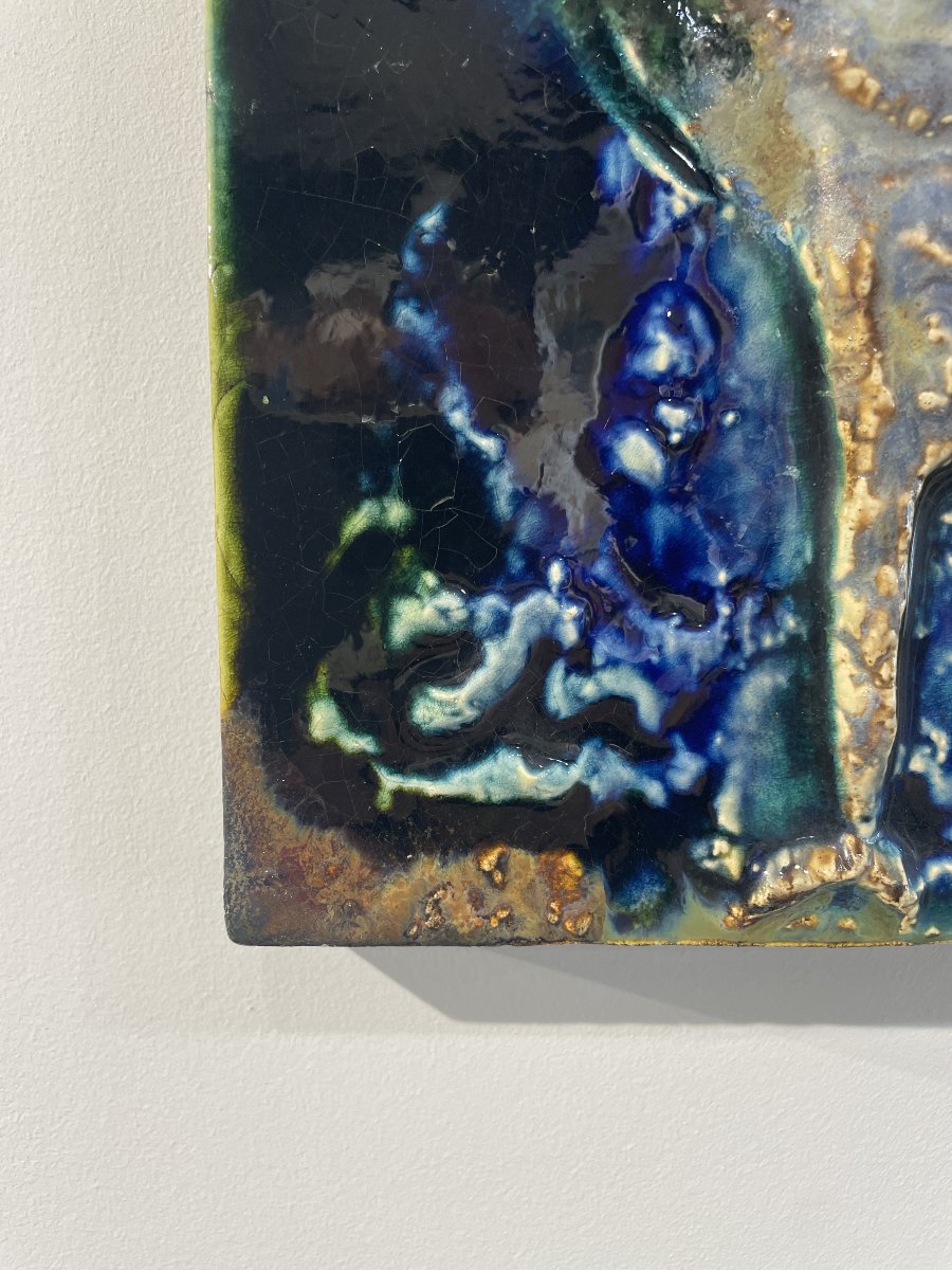 Helmut Schaffenacker (1921–2010) - Large Wall Plaque Featuring A Peacock-photo-3
