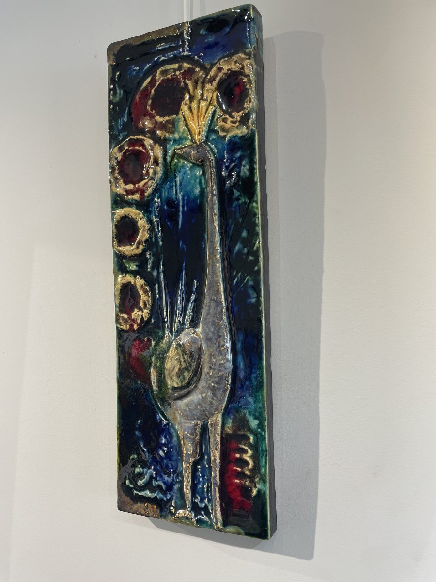 Helmut Schaffenacker (1921–2010) - Large Wall Plaque Featuring A Peacock