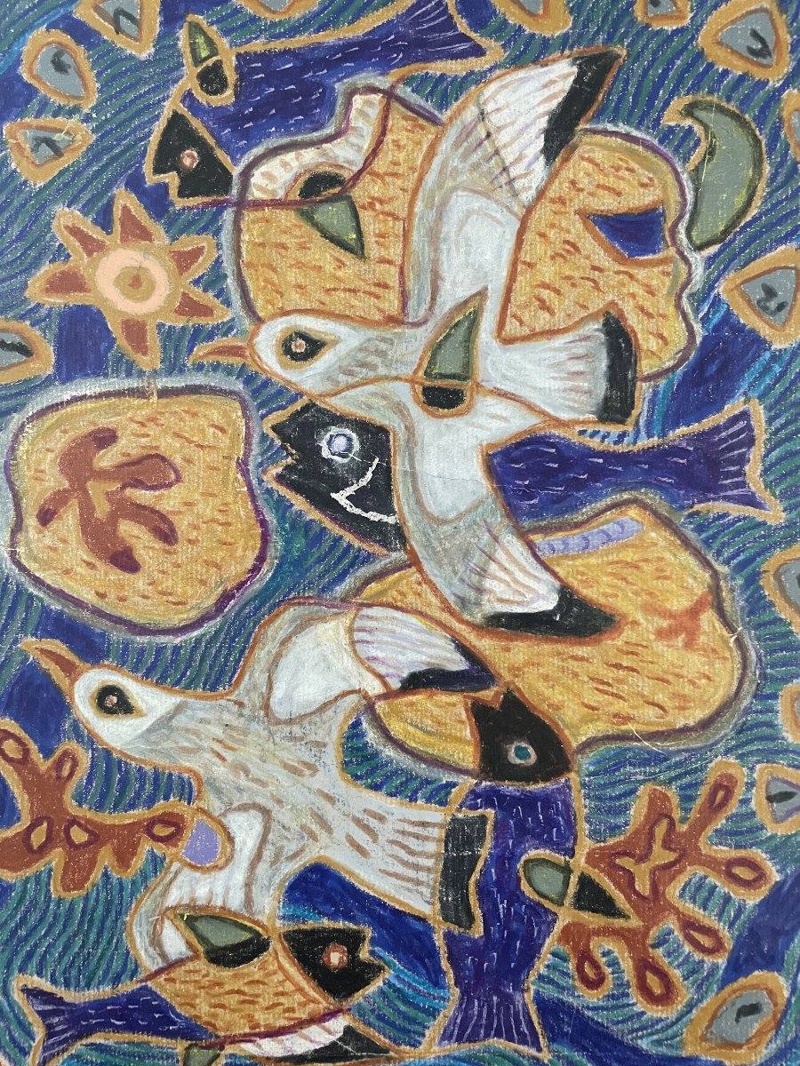 Michel Debiève (1931-2021) - Mouettes et Poissons-photo-4