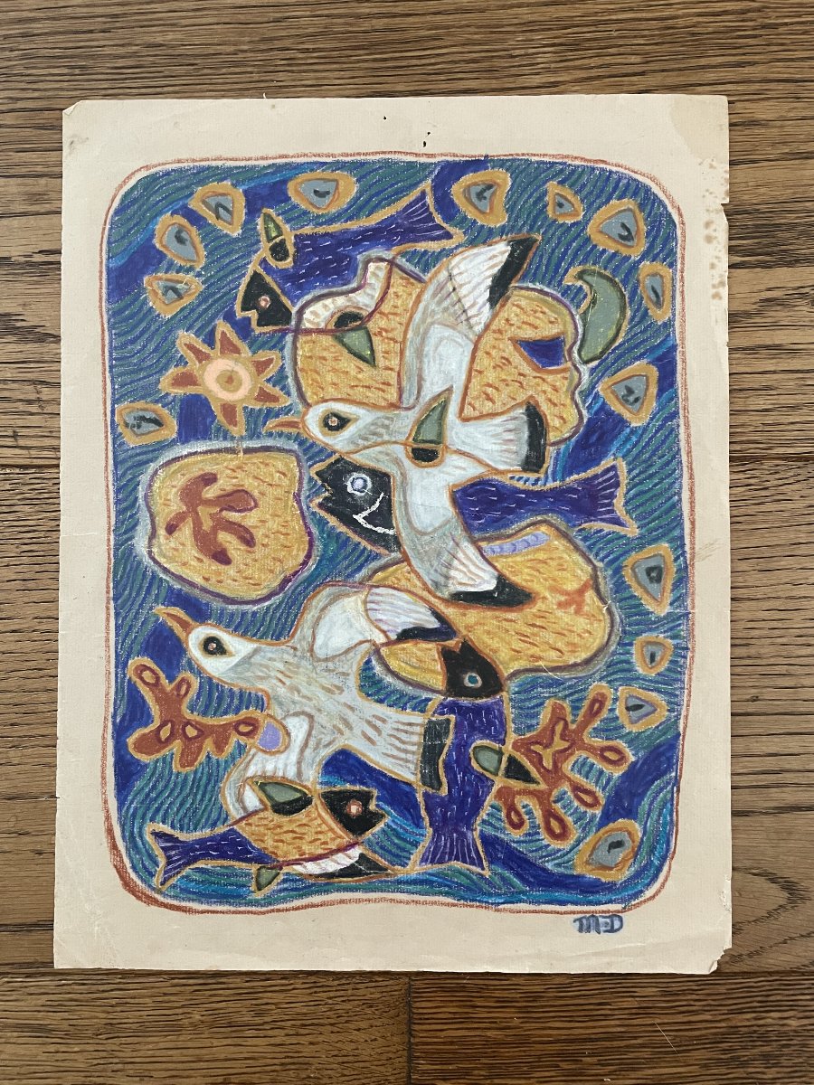 Michel Debiève (1931-2021) - Mouettes et Poissons
