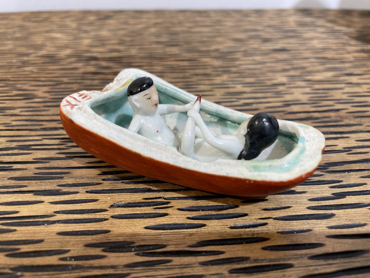 Chine - Miniature érotique en porcelaine-photo-2