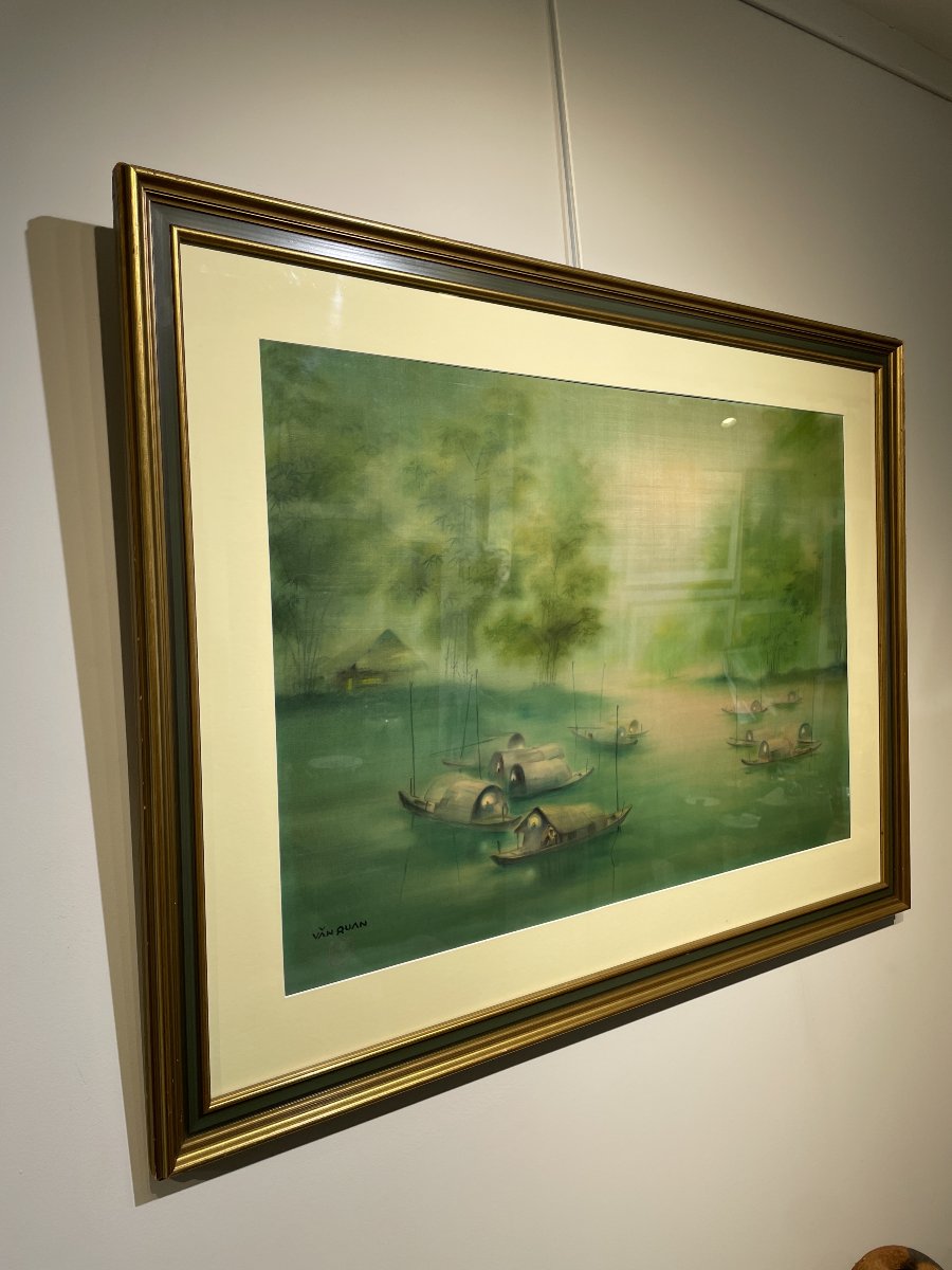 Van Quan - Vietnam - Indochina - Large-scale Painting On Silk-photo-3