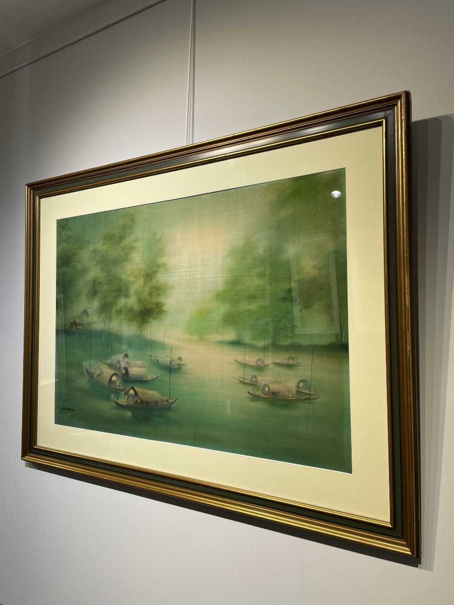 Van Quan - Vietnam - Indochina - Large-scale Painting On Silk-photo-4